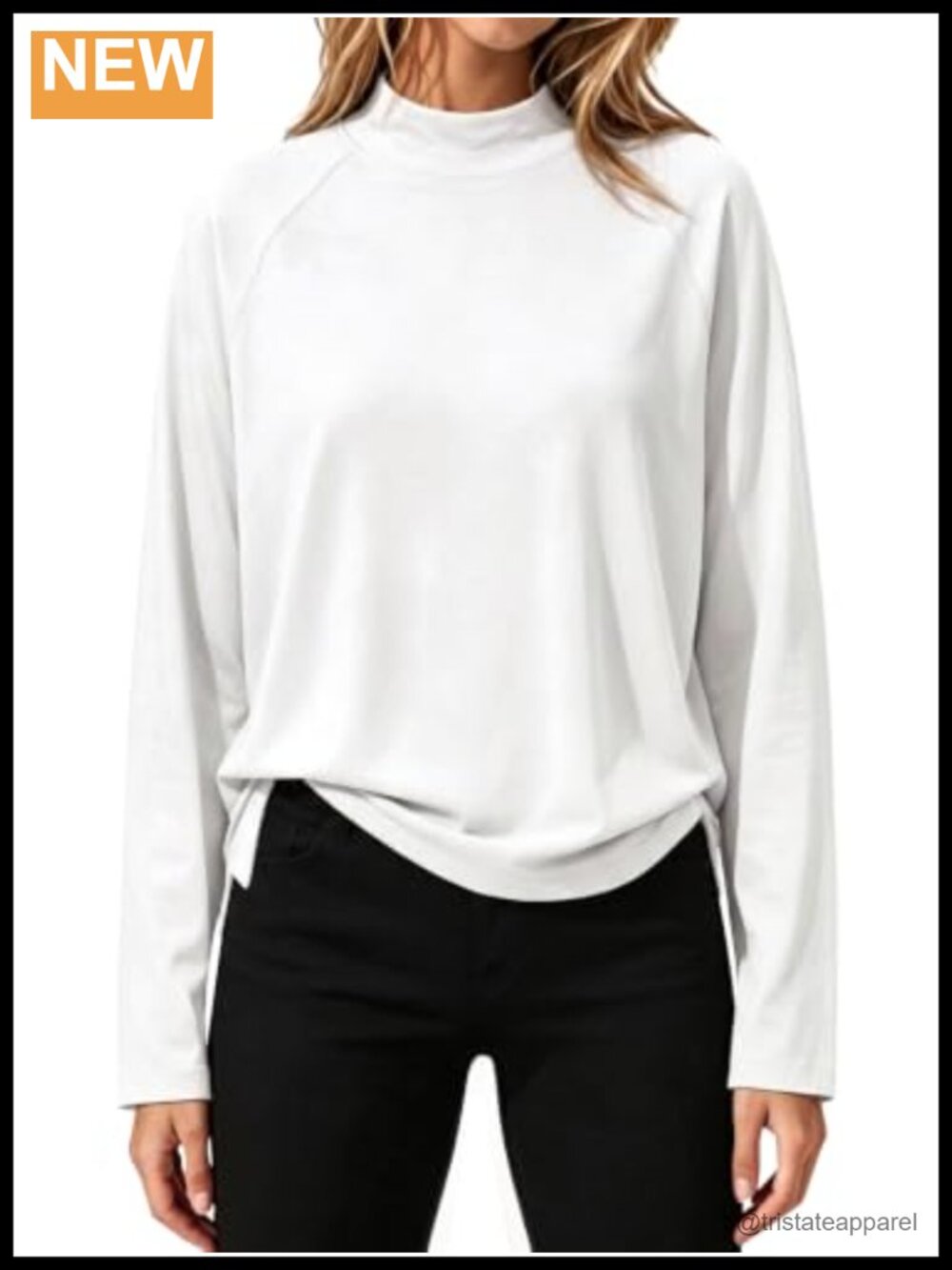 Mock Neck Long Sleeve Tunic Top Loose Fit Athletic Workout Tee